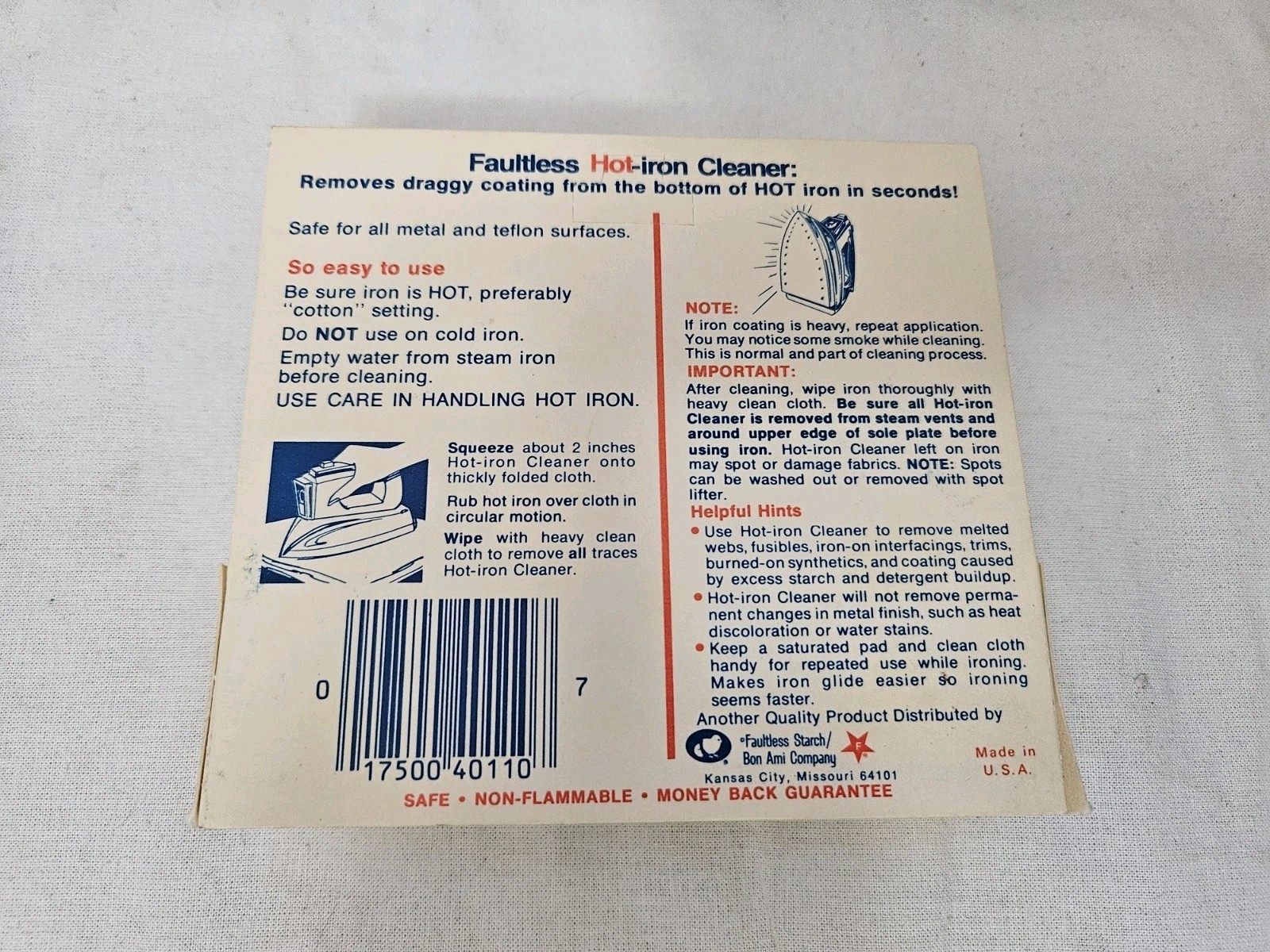 Faultless Starch 40110 Faultless Hot Iron Cleaner 1oz (28 Grams) USA Vintage NEW gallery