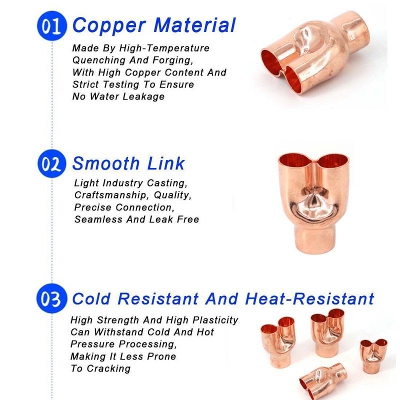 Tee Y Type Copper Fitting Welding Joint Split Union Intersection 6.35mm~54mm gallery