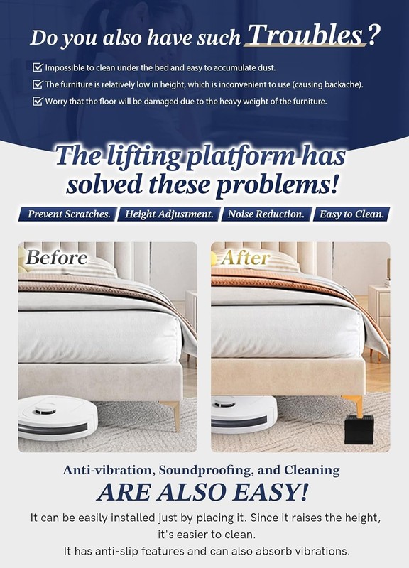 Furniture Risers, Heavy Duty Adjustable Bed Risers Stackable Supports Up to 4000 gallery
