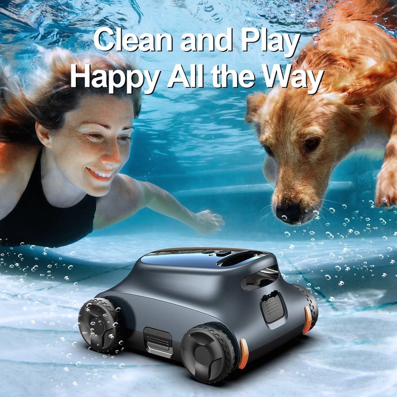 Automatic Pool Vacuum - 180 Min Runtime Robotic Pool Cleaner with Top Handle & F gallery