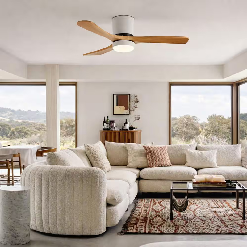 42 In. Integrated LED Indoor Flush Mount White Standard Ceiling Fan with Dimmabl gallery