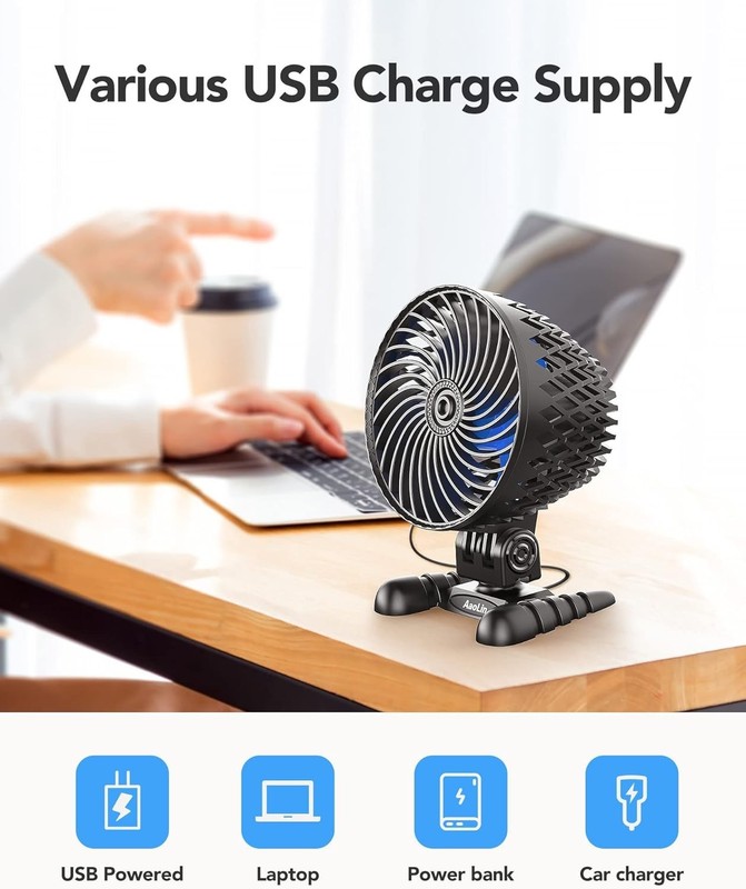 USB Desktop Mini Fan Stepless Speed Control Quiet Portable Airflow Cooling USNew gallery