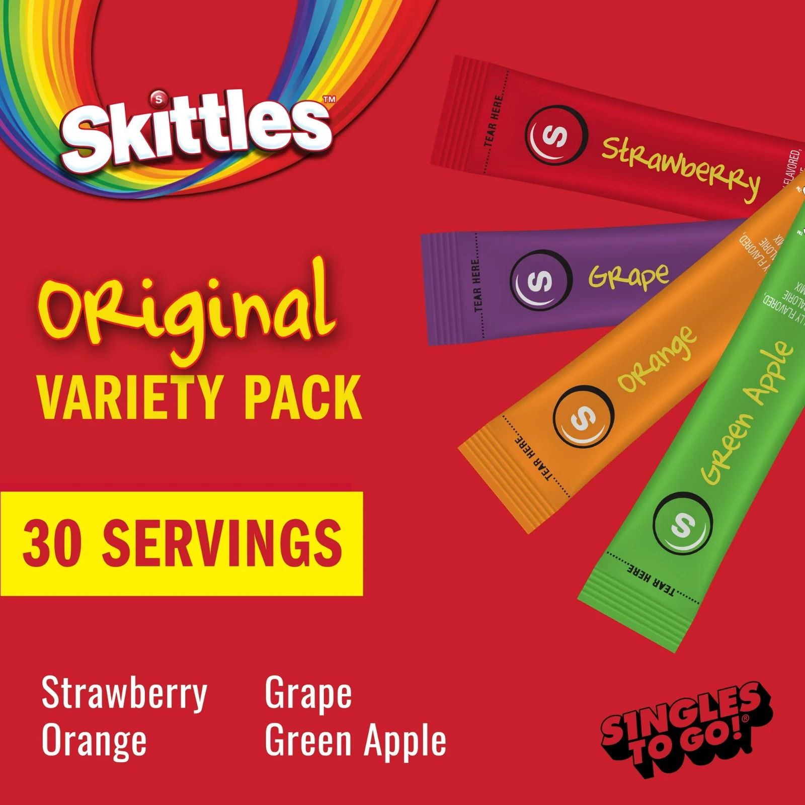 (4 Pack) Skittles Zero Sugar Variety Pack Singles-to-Go Powdered Drink Mix, 30. gallery
