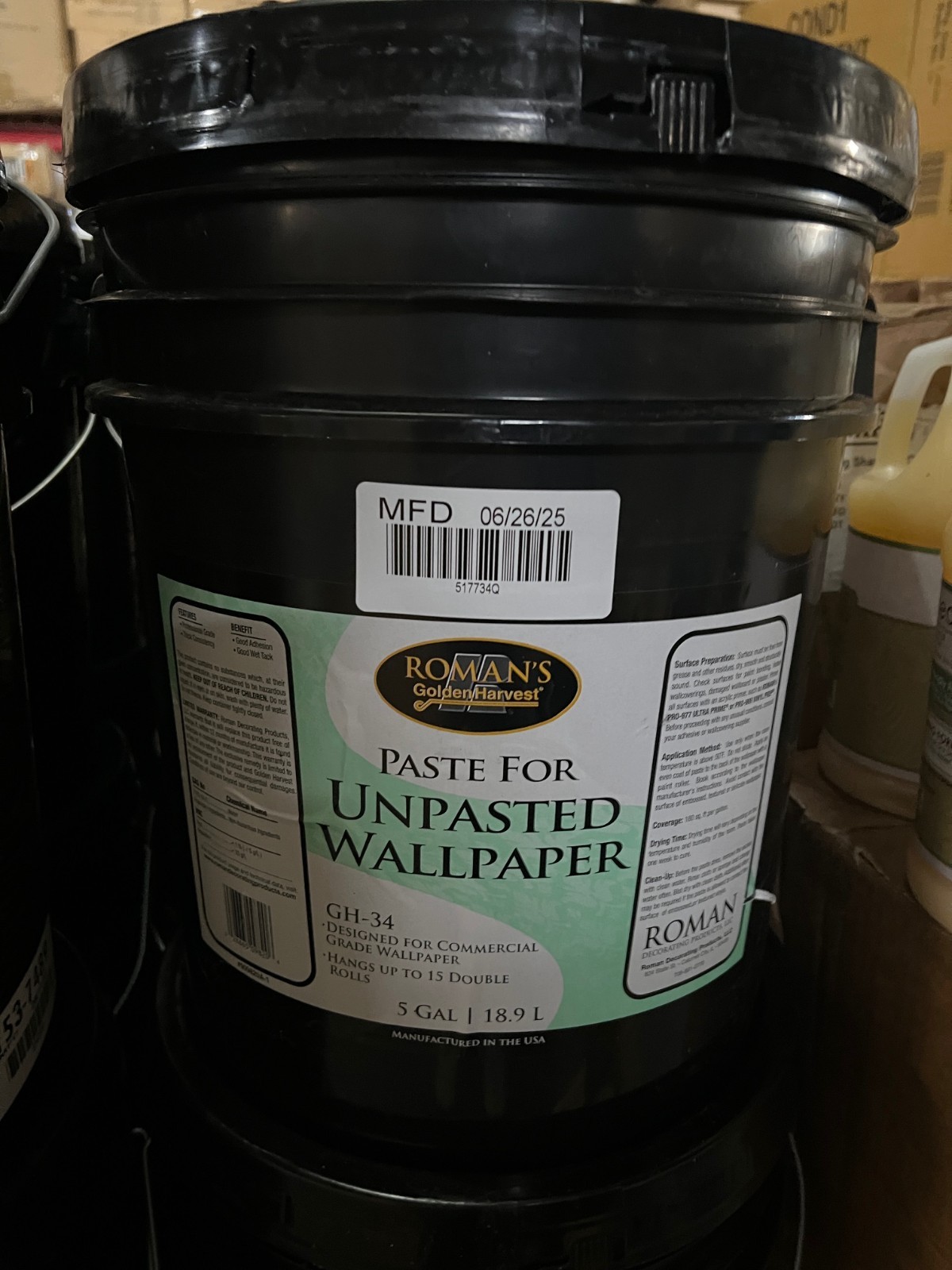 Roman Wheat-Based Wallpaper Paste Adhesive Clear, GH-34 | 5 gallon gallery