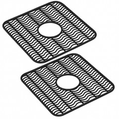 Sink Protector Mat 2 Pack Plastic with Center Drain Cutout Protect Sink 11 x 12″