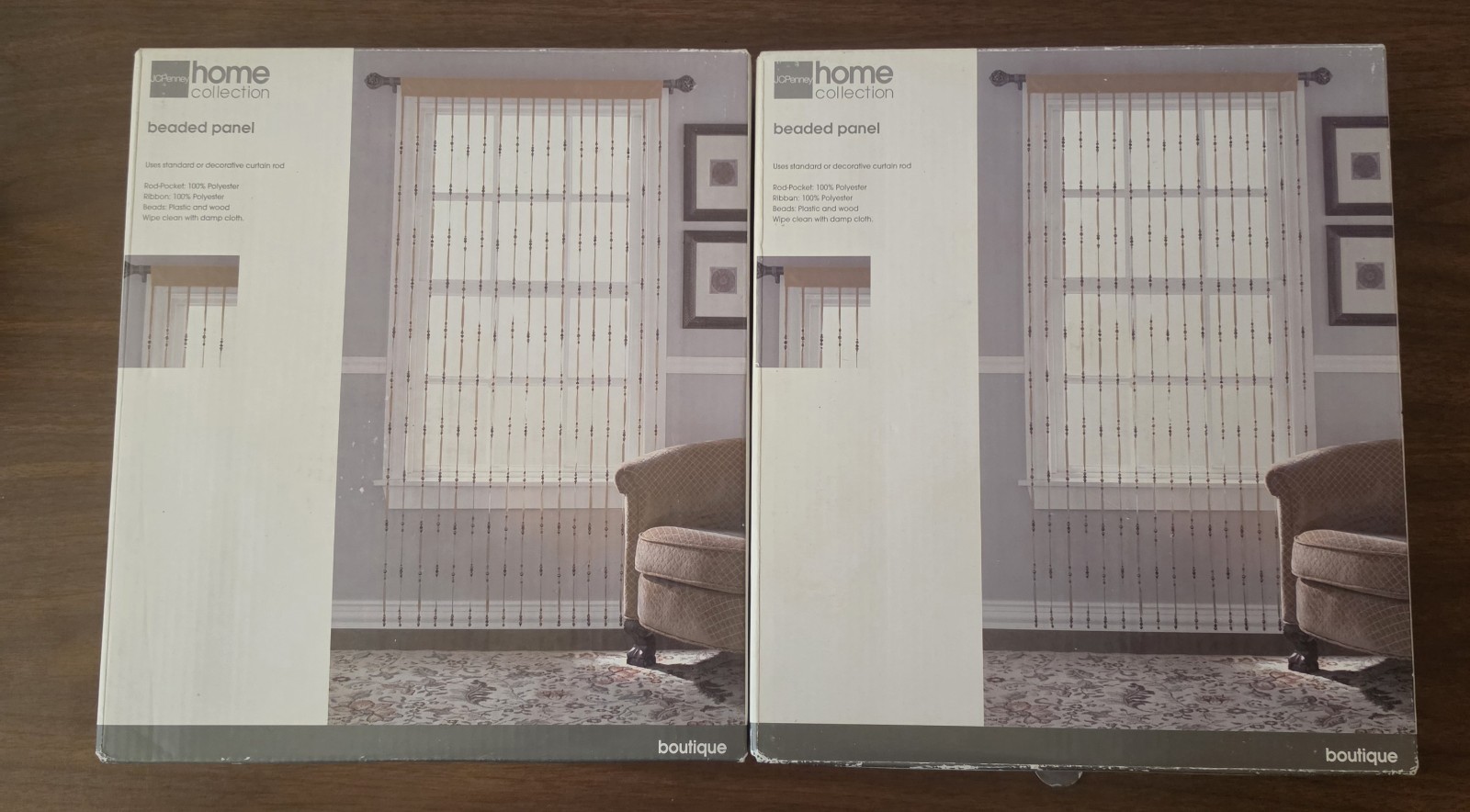 JCPENNEY Home Collection 40" x 84" Beaded Panel Boutique Gold Boho Hippie Lot gallery
