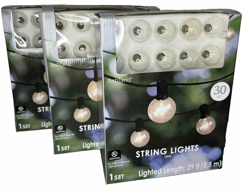 Ashland String Lights 30 Clear Globe 29 foot Length 1 Set, 3 Box’s