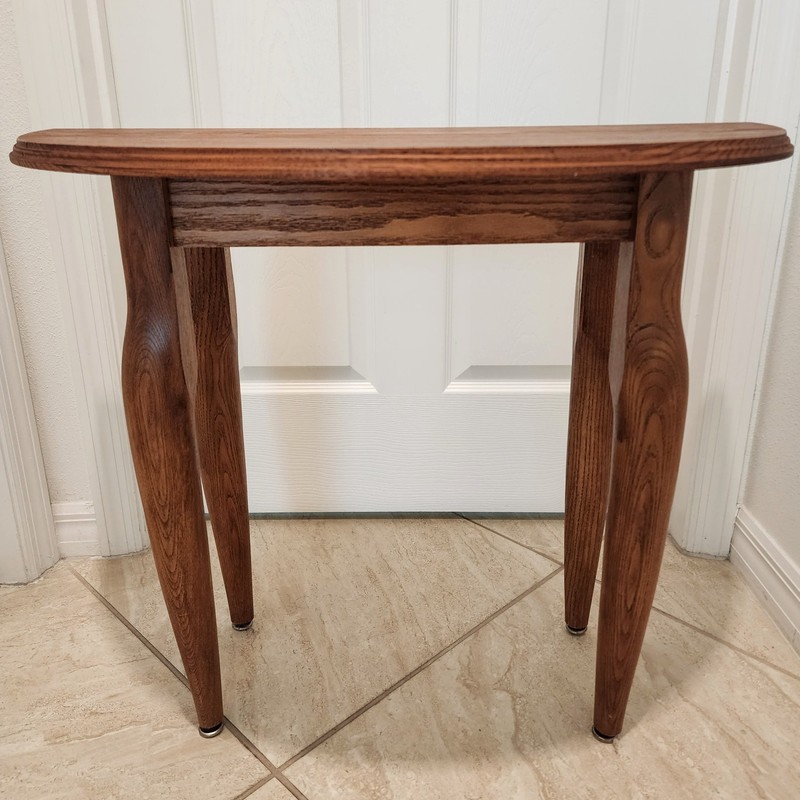 Vintage Demilune Console Table Unique Mid-Century Shaped Legs Solid Wood 24"H gallery