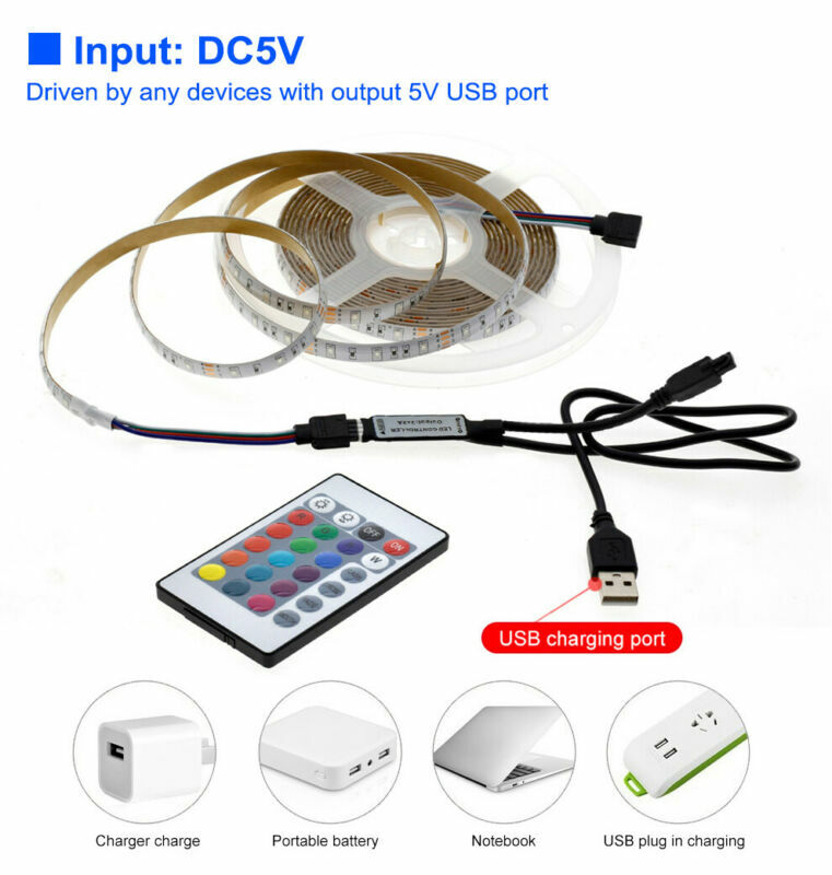 5V USB LED Strip Light 1M 2M Pink /blue / Warm White / White / RGB 2835 TV light gallery