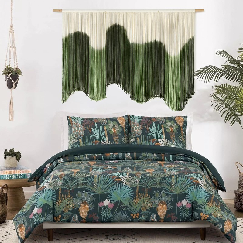 IOWER Large Macrame Wall Hanging Boho Art Green Fiber 39"L x 57"W, gallery