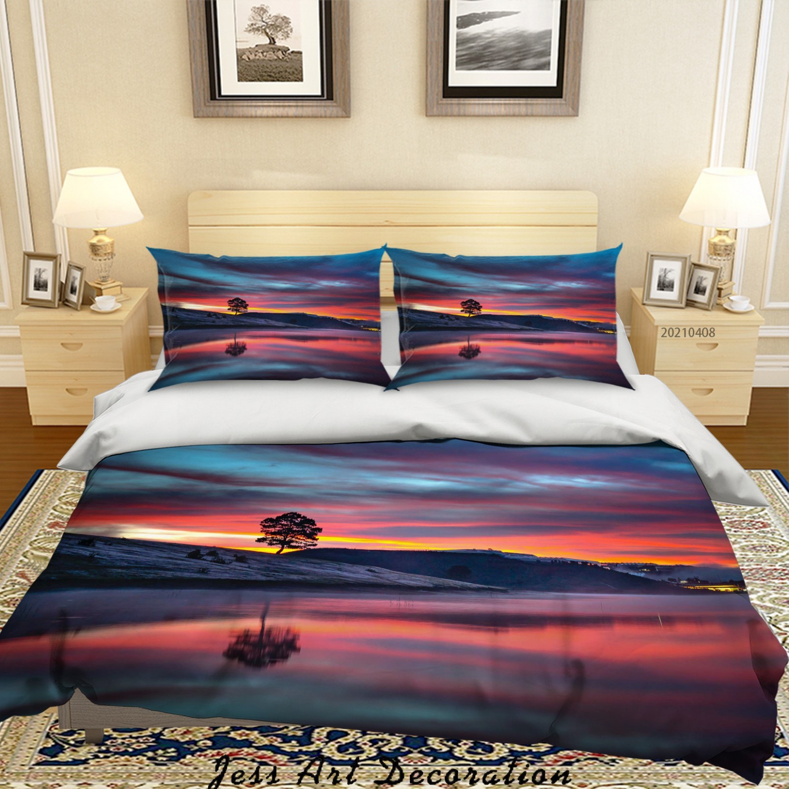 3D Lake Sunset Landscape Quilt Cover Set Bedding Sets Pillowcases gallery