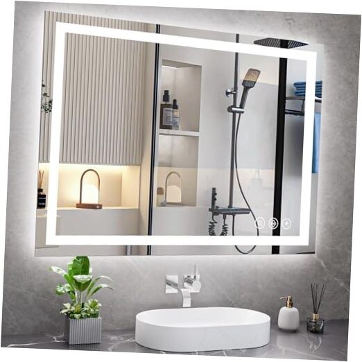 36x48 LED Bathroom Mirror, Backlit + Front Lit, LED 48"L x 36"W 3 Color Modes gallery