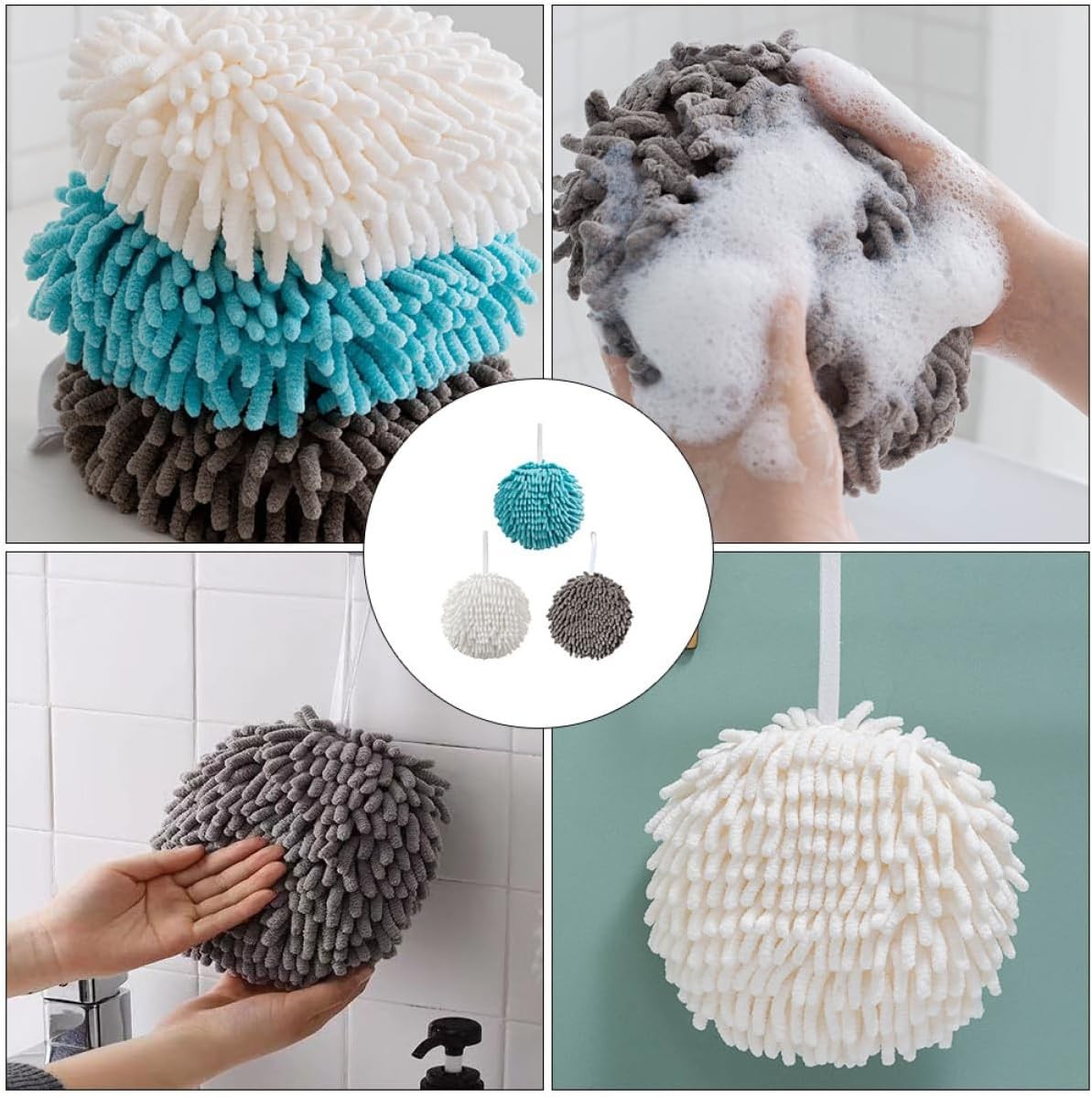 1pcs Random Hanging Chenille Absorbent Hand Towel Balls gallery