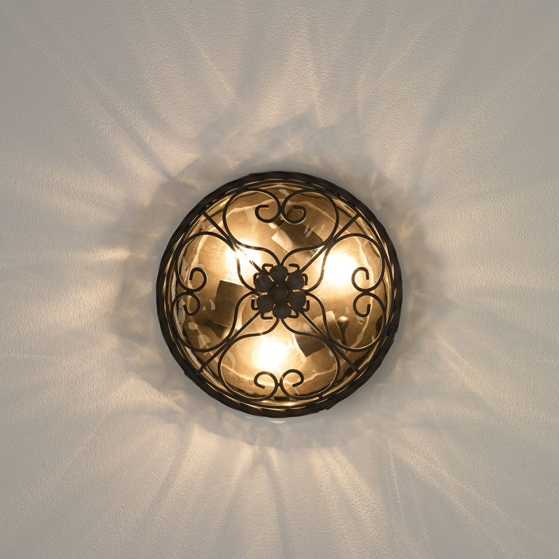 Casa Seville Rustic Flush Mount Outdoor Ceiling Light Fixture Dark Walnut 12" gallery