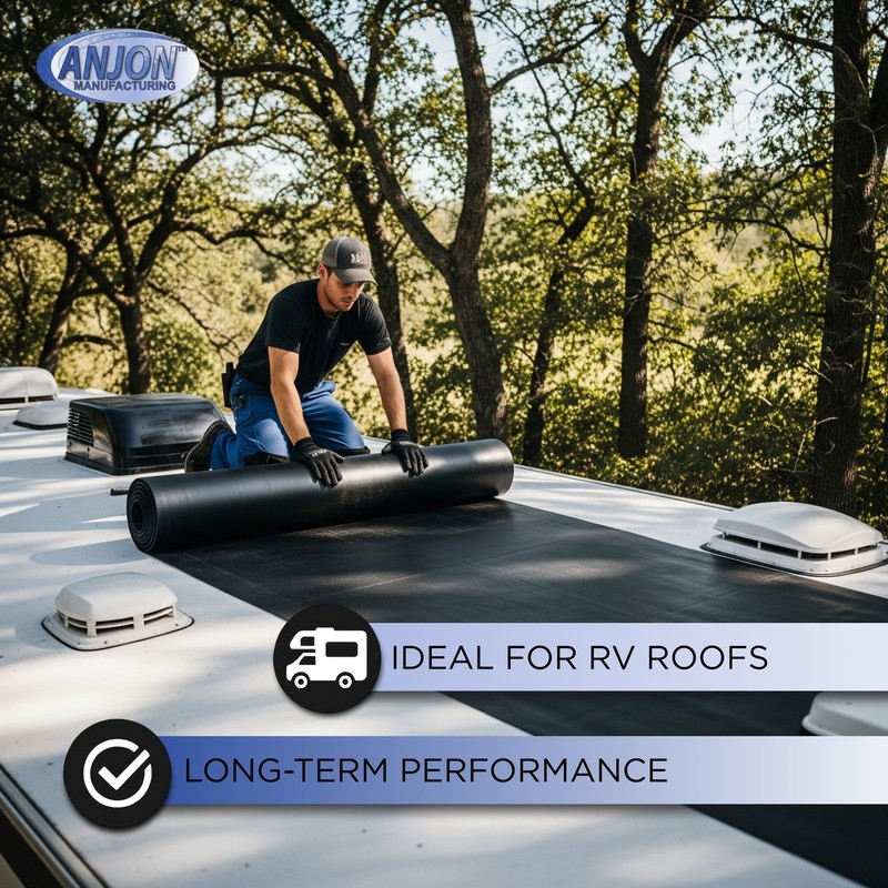 ANJON EPDM Roofing Rubber 7.5' x 45' | 45 Mil Roof Membrane for Flat Roof, RV gallery