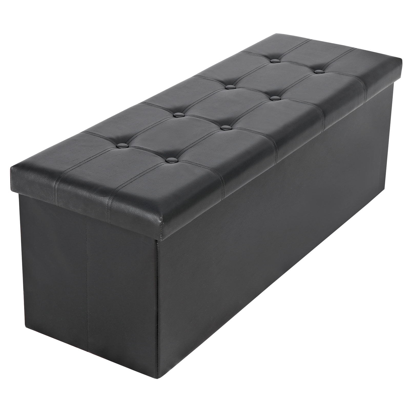 43" Folding Storage Ottoman Bench Storage Chest Fire Water Resistant Black gallery