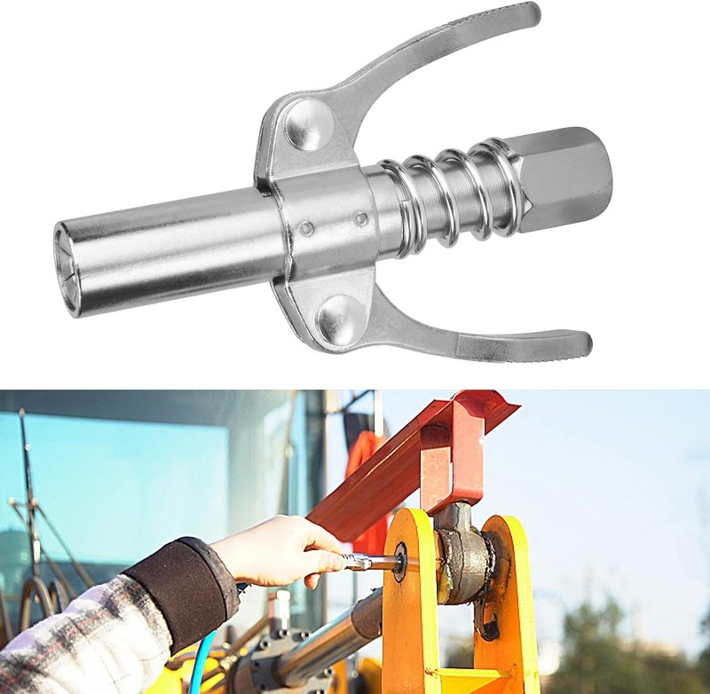 Grease Gun Coupler Double Handle High Pressure Quick Release Lock Oil Nozzles gallery