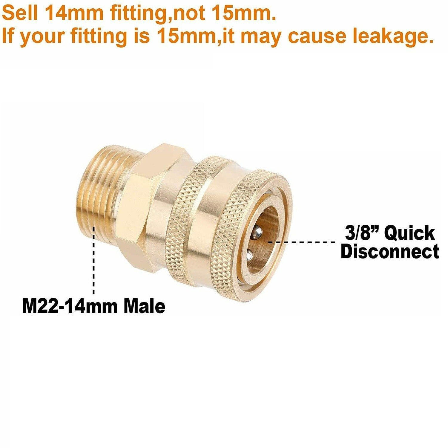 Quick Connect Pressure Washer Adapter M22-14 mm Swivel to 3/8 inch gallery