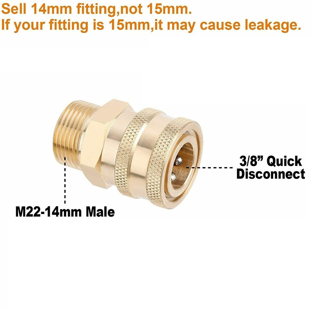 Quick Connect Pressure Washer Adapter M22-14 mm Swivel to 3/8 inch