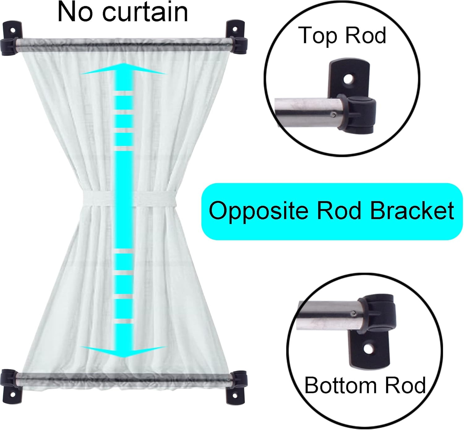 Type a 8" to 15" Swivel End Window Curtain Sash Rod for Top & Bottom Doors & Sid gallery