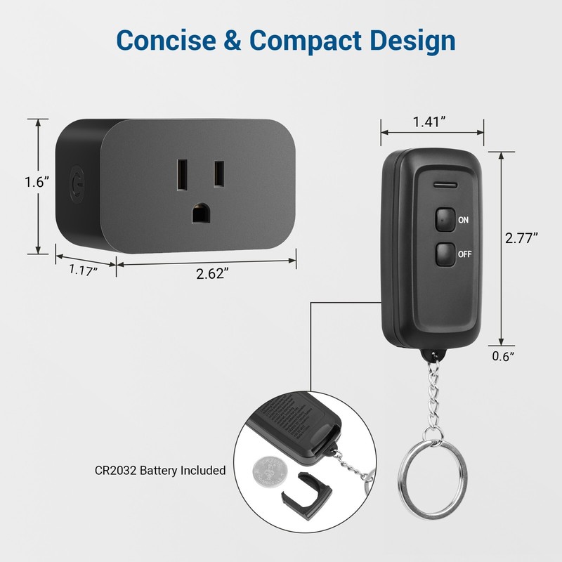 DEWENWILS Remote Control Outlet, Wireless Remote Light Switch 15A/1875W Black gallery