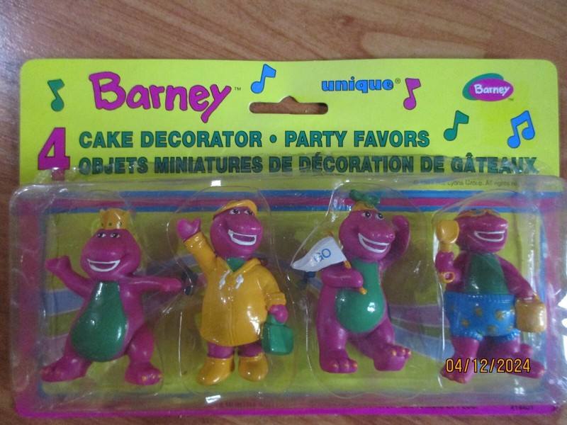 1999 Barney Figures 4 Pc Gift Pack Vintage Unique Cake Toppers NOS gallery