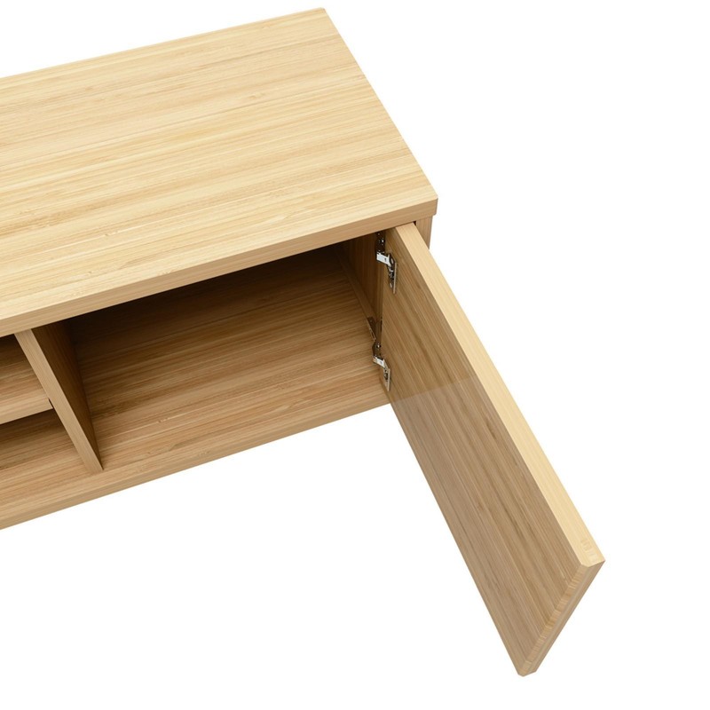 Multi-Purpose Bamboo TV Console with Doors & Shelving - Ideal for Organized gallery