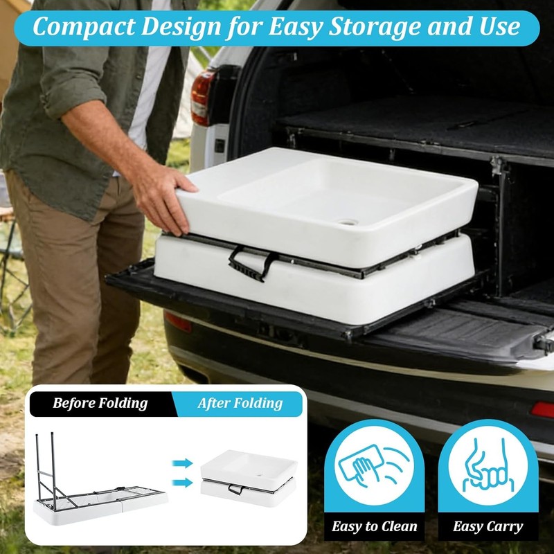 5 ft Folding Ice Cooler Table with Drain Hose,Portable Foldable Party Beverage C gallery