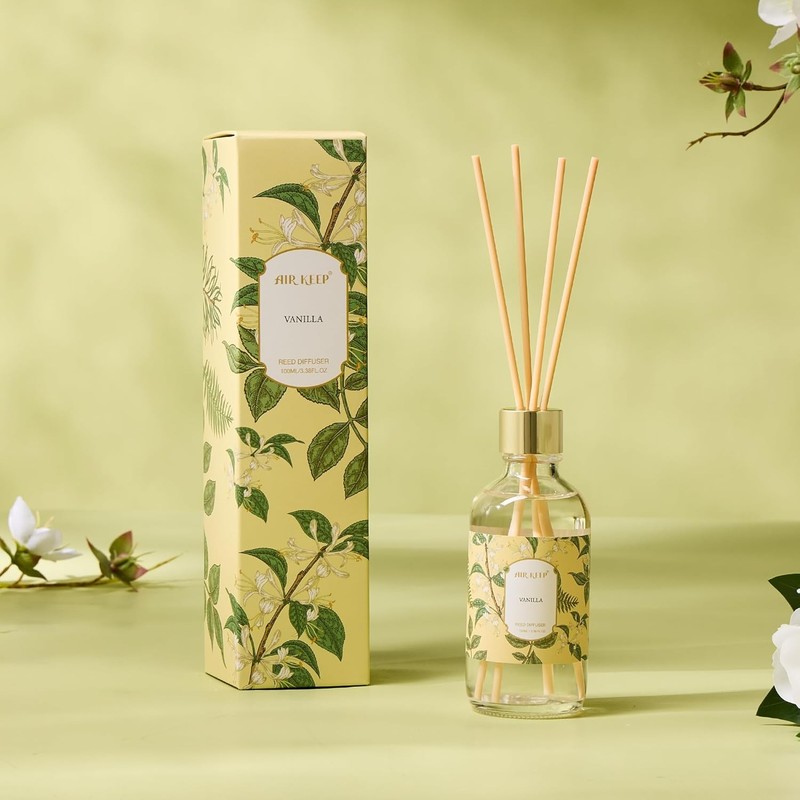 Airkeep Reed Diffuser Oil Set with Reed Sticks,Vanilla Aromatherapy Oil Scent Di gallery