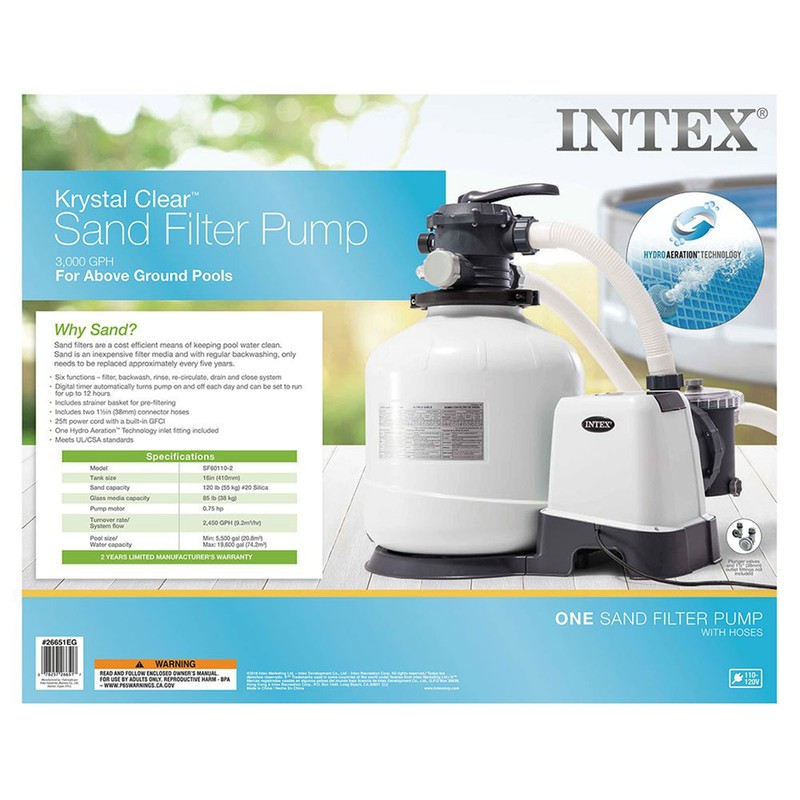 Intex 3000 GPH Pool Sand Filter Pump with Automatic Timer and Automatic Skimmer gallery
