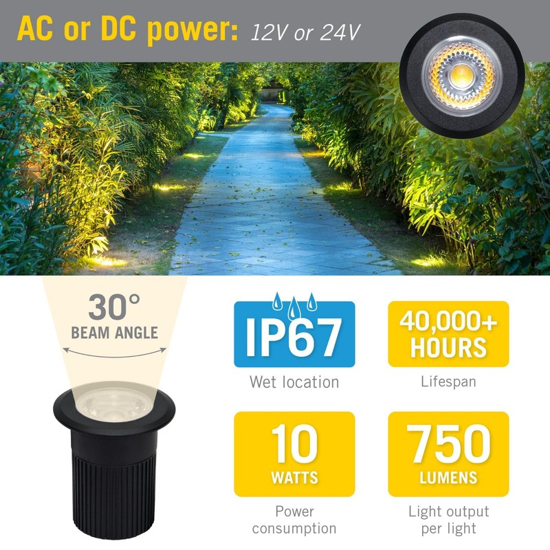 10W Inground LED Landscape Light - Bright White 4000K, Waterproof, Outdoor Light gallery