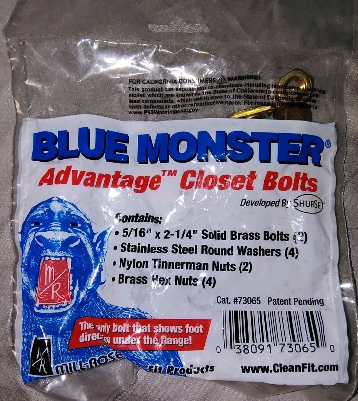 Blue Monster Blue Monster Advantage Closet Bolts 5/16" x 2 1/4" Lot of 5! gallery