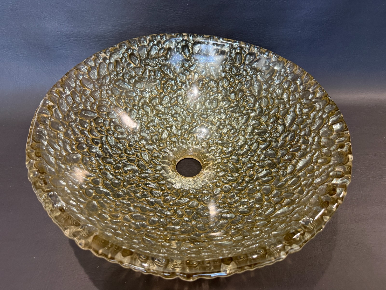 JSG Oceana Reflections Amber Art Glass Vessel Sink 16" Bathroom Vanity Basin gallery