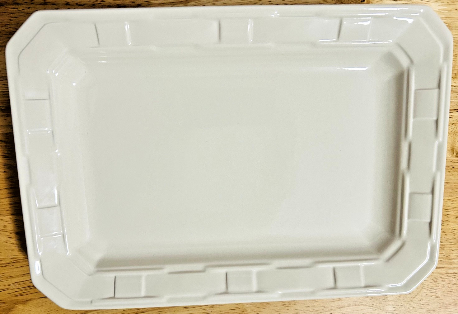 Longaberger Rectangular Pottery Serving Tray Heirloom Ivory 30370 w / Box & Card gallery