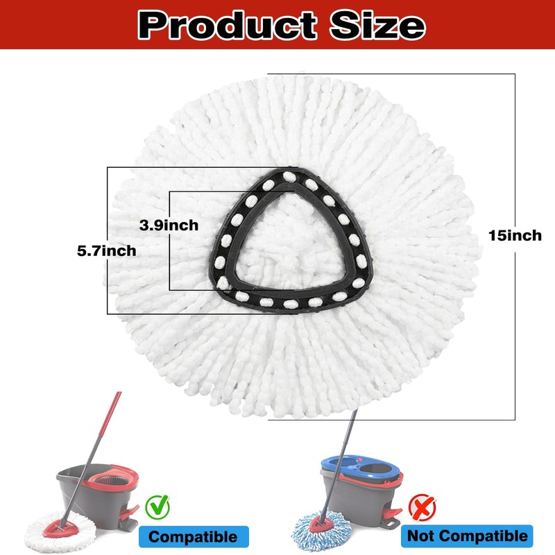 Microfiber Spin Mop Refill For Triangle Spin Mop, 360 Degree Replacement Heads gallery