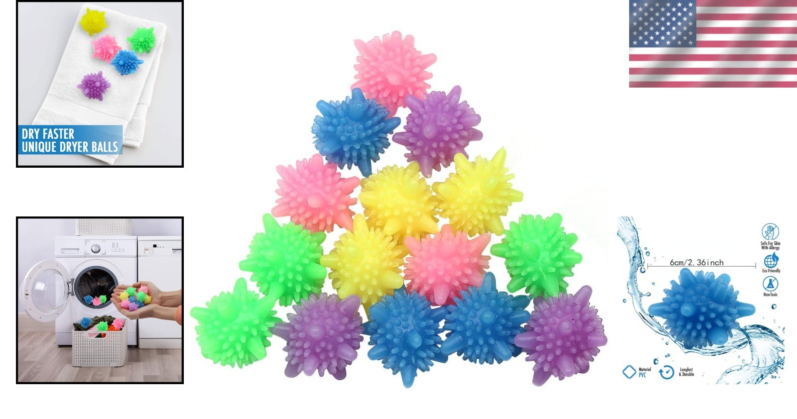 Brightly Colored Reusable Laundry Balls - Efficient 15 Pack for Machine Wash gallery