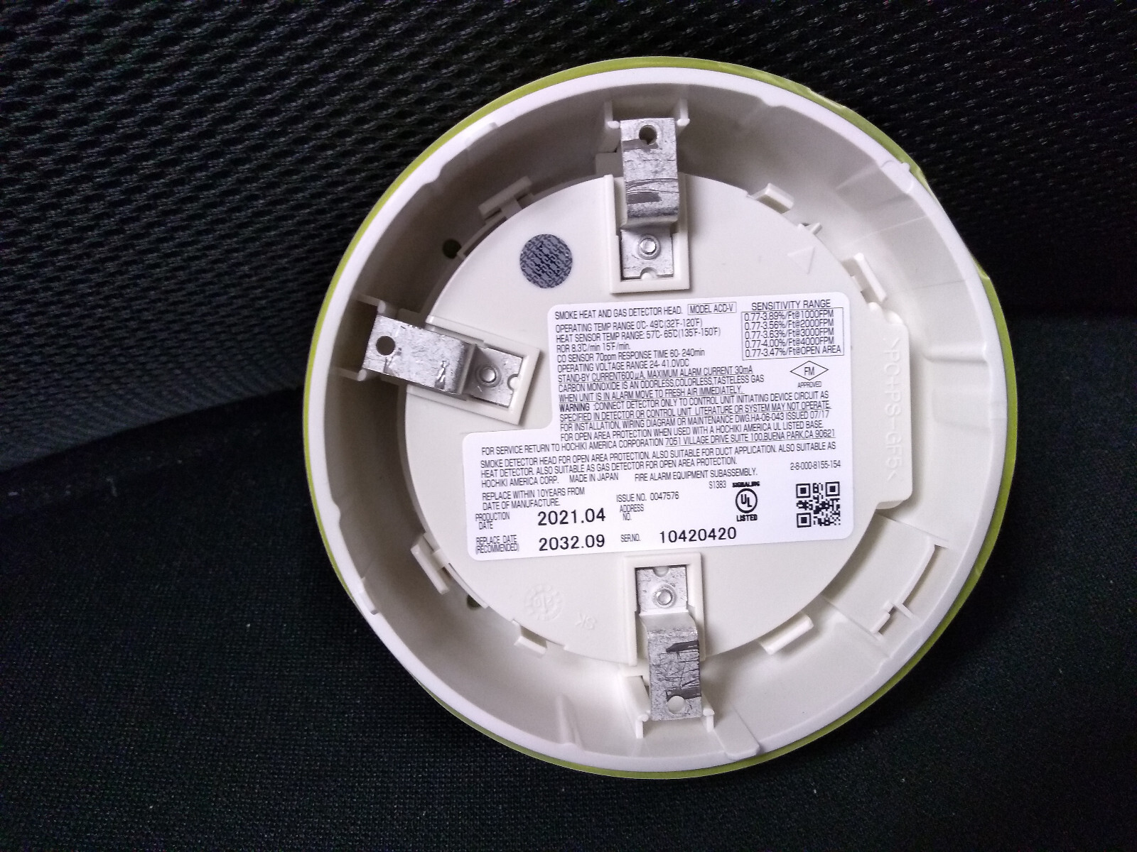 Smoke, Heat & Gas Detector Head, Multi-Sensor,Addressable. Hochiki Model #ACD-V gallery