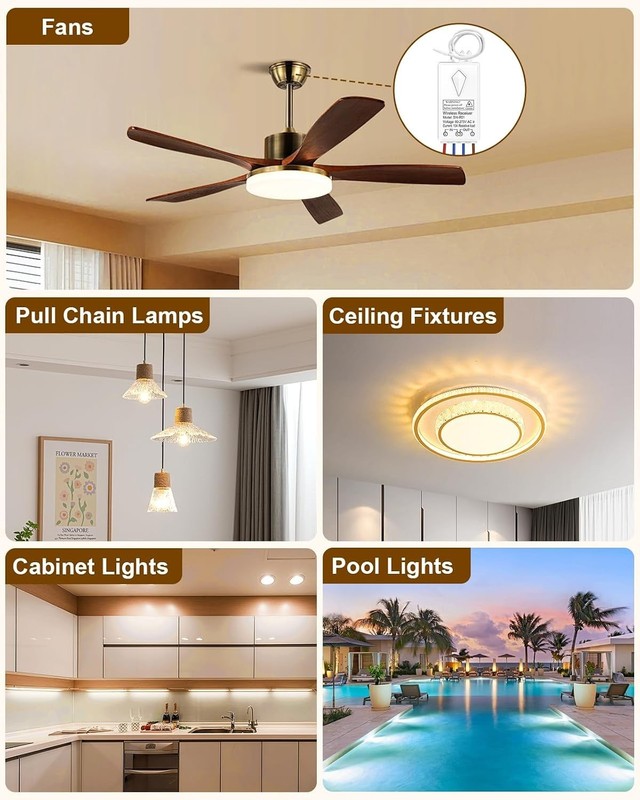 Wireless Light Switch and Receiver Kit, Waterproof, Outdoor 1969ft Indoor 13... gallery
