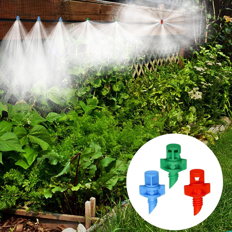 150Pcs Drip Irrigation Emitters, Micro Sprinkler Heads Misting Blue/green/red gallery