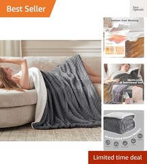 Tufted Heated Blanket Throw Size- Fast Warming with 6 Heat Settings & 4 Hours…