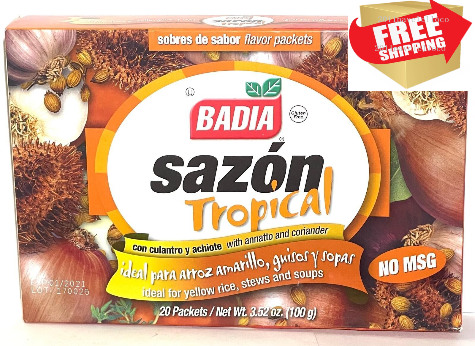 2 Boxes Badia Sazon Tropical with Annatto & Coriander with 20 Packs each gallery
