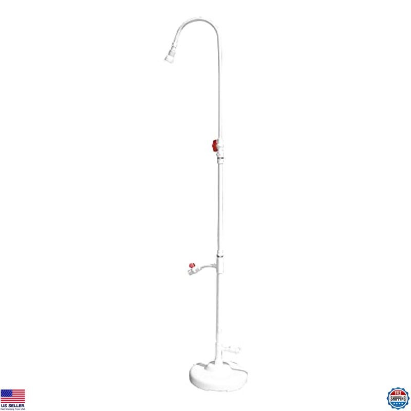7ft Poolside Shower with Adjustable Head & Foot Tap, Garden Hose Compatible gallery