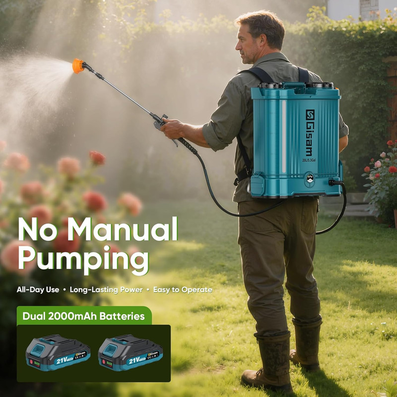 5.3Gal Battery Powered Backpack Sprayer, 120PSI Adjustable Pressure Electric Spr gallery
