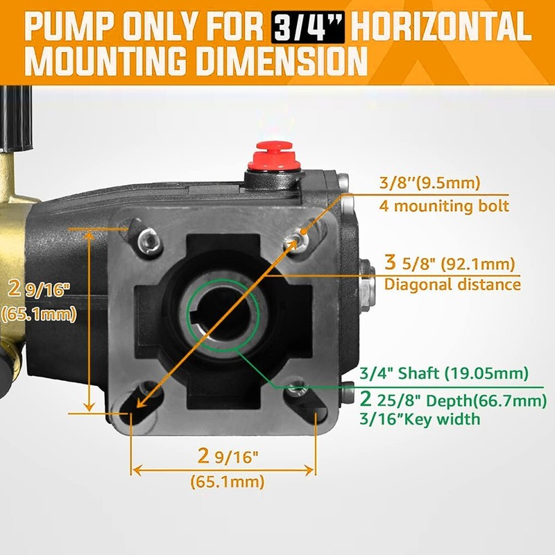 YAMATIC Horizontal Triplex Pressure Washer Pump 3/4" Shaft 3300 PSI 3.0 GPM 8 HP gallery