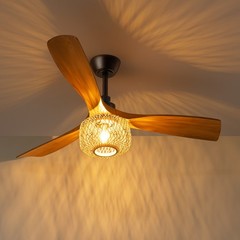 EDISHINE 52″ Boho Ceiling Fan with Remote, Bamboo Shade, 6-Speed Reversible DC