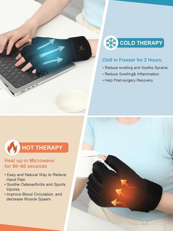 Compression Hand lce Pack Glove for Arthritis Pain Relief Adjustable Wrist Strap gallery