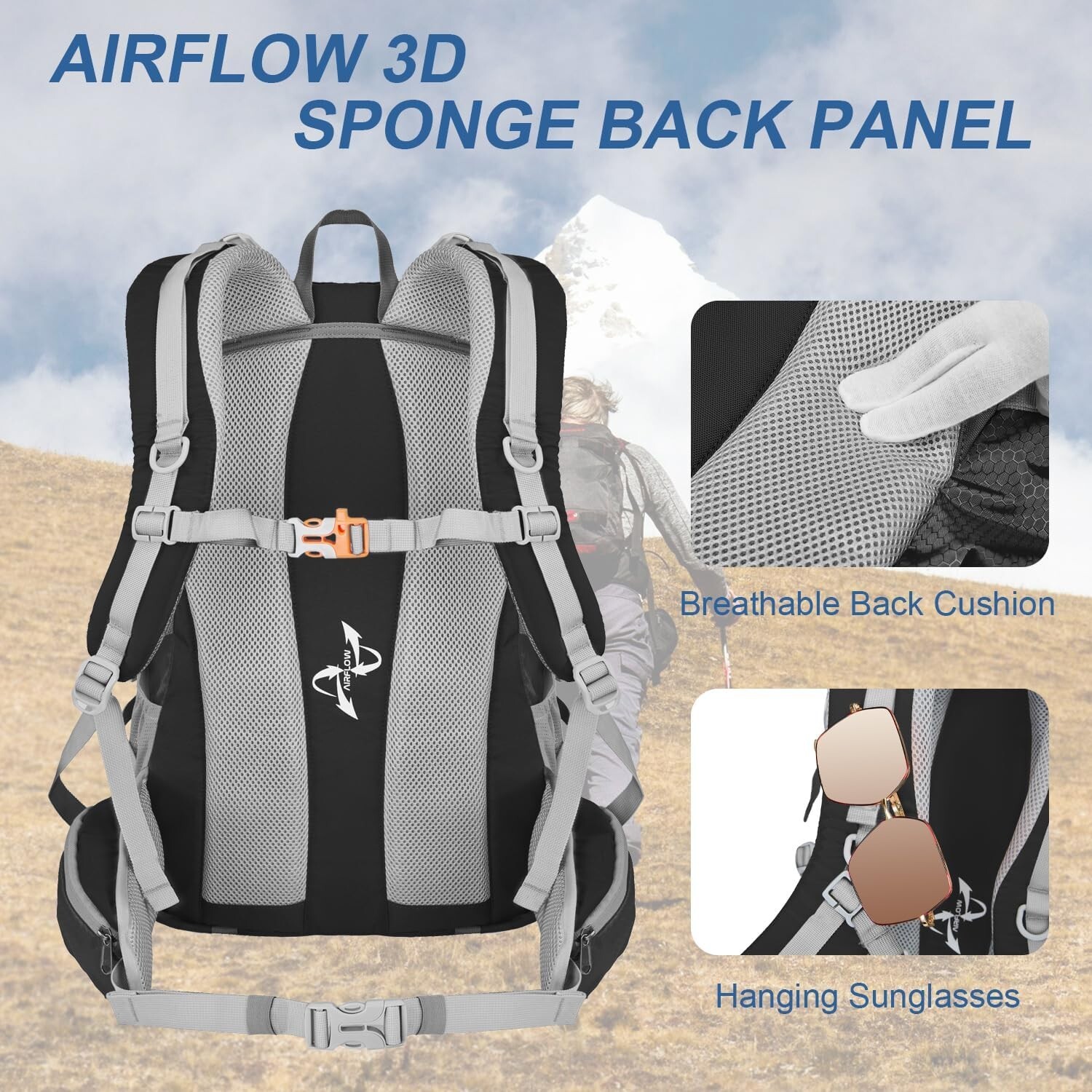 Hiking Backpack, 40L Lightweight Camping Backpack with Rain Cover, Water proof. 2