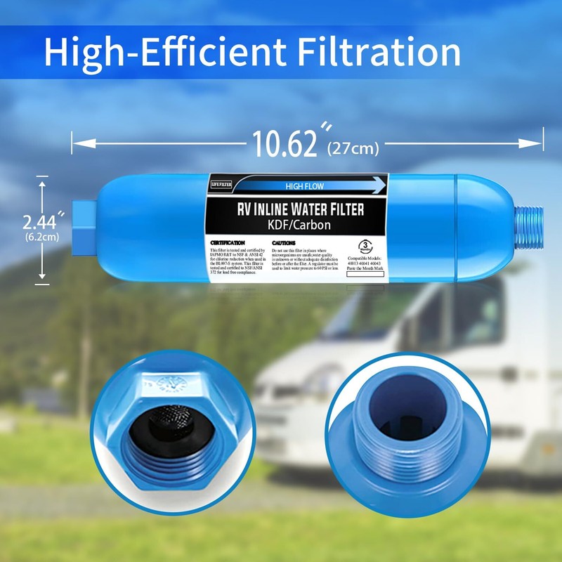 RV Inline Marine Water Filter, Reduces Chlorine, Bad Taste, Odor for RVs,NSF ... gallery