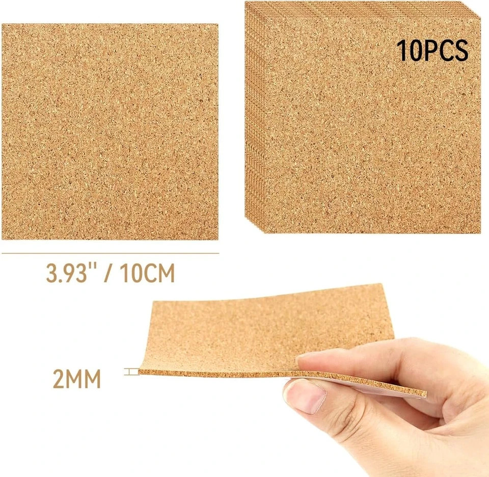 10 Pack Sheets Cork Coasters 4" Self-Adhesive Mats for DIY Coasters Craft Access gallery