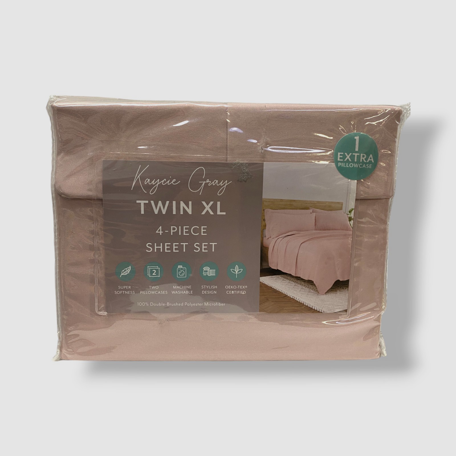 Kaycie Gray Pink Microfiber 4-Pc. Sheet Set - Twin XL Size gallery
